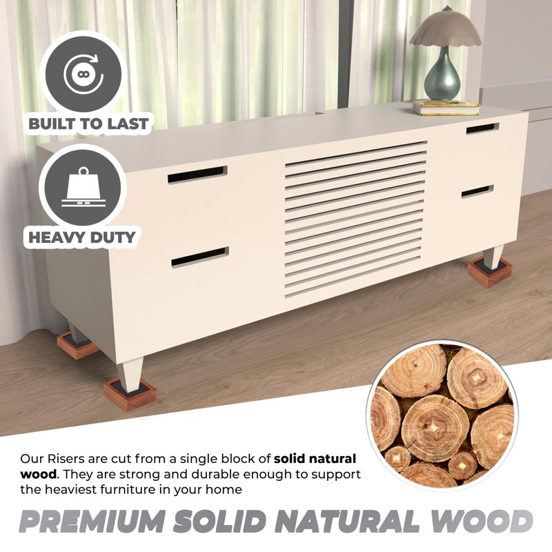 FASONLA Bed Risers (Set of 8) Furniture Risers Lifts Height 1", 2" or 3", Solid Natural Wood Risers for Bed, Furniture, Table, Sofa, Chair with Non-Slip Recessed Hole (Light Brown Color, 1 Inch) - Image 5